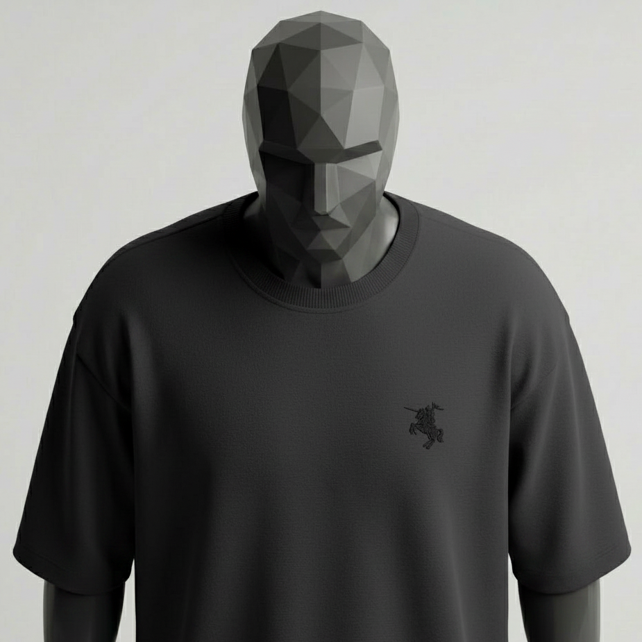 Cavalier Black Terry Oversized Tee